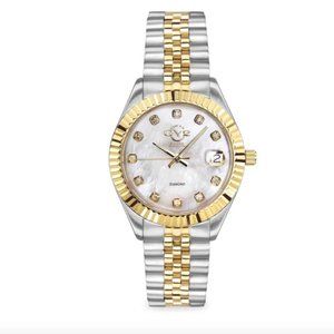 GV2 Two Tone Stainless Steel, Mother-Of-Pearl & Diamond Bracelet Watch